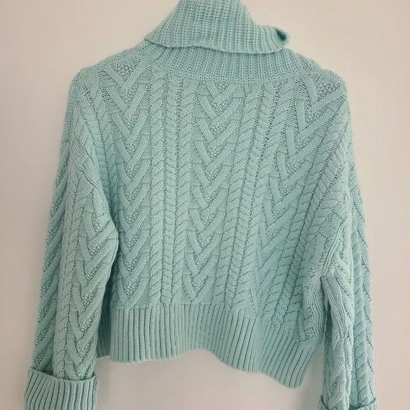 ALICE + OLIVIA Nance Wide Sleeve Cable Knit Turtleneck Size XS - Picture 2 of 6